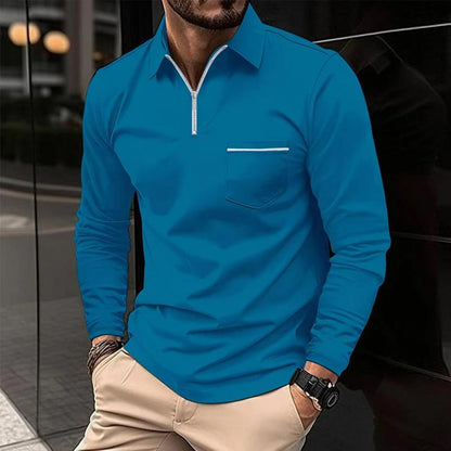 Zipper Polo | Langarm-Poloshirt für Herren mit modernem Reißverschluss