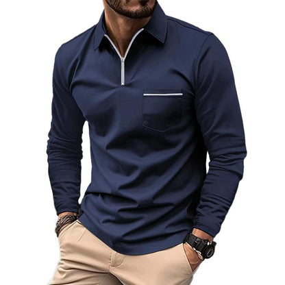 Zipper Polo | Langarm-Poloshirt für Herren mit modernem Reißverschluss