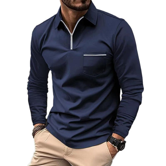 Zipper Polo | Langarm-Poloshirt für Herren mit modernem Reißverschluss