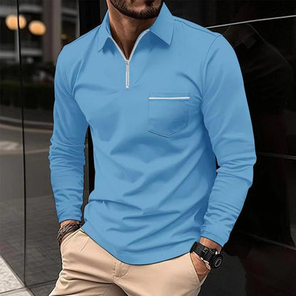 Zipper Polo | Langarm-Poloshirt für Herren mit modernem Reißverschluss