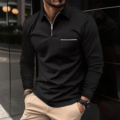 Zipper Polo | Langarm-Poloshirt für Herren mit modernem Reißverschluss