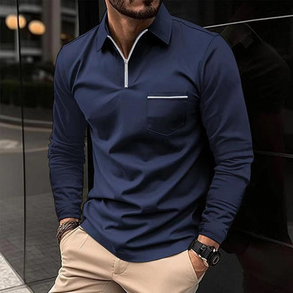 Zipper Polo | Langarm-Poloshirt für Herren mit modernem Reißverschluss