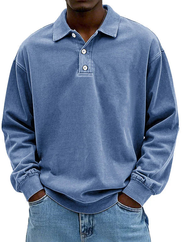 Lorenzo | Herren Langarm Poloshirt mit Knopfleiste – Oversized Fit & Klassischer Polokragen im Modernen Stil