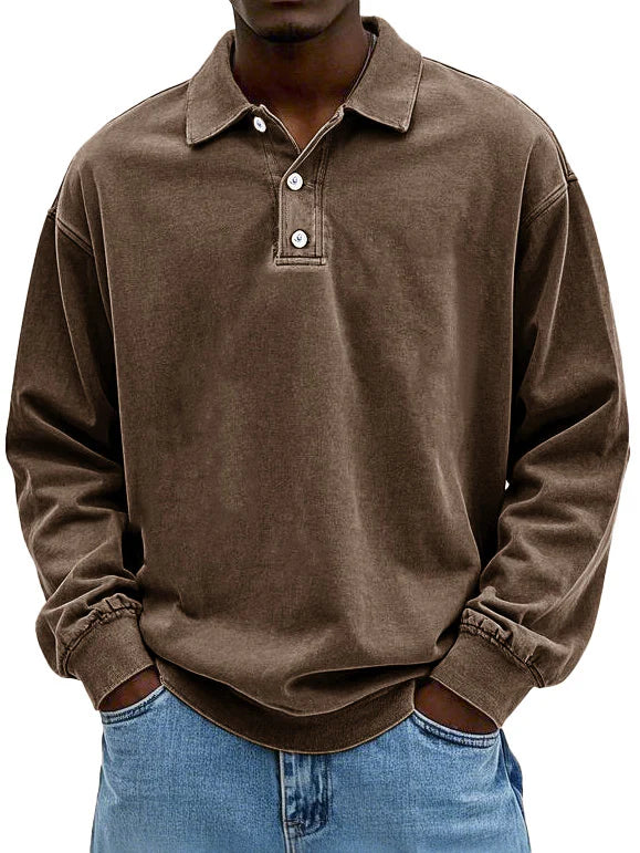 Lorenzo | Herren Langarm Poloshirt mit Knopfleiste – Oversized Fit & Klassischer Polokragen im Modernen Stil