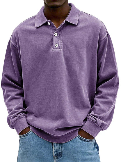 Lorenzo | Herren Langarm Poloshirt mit Knopfleiste – Oversized Fit & Klassischer Polokragen im Modernen Stil