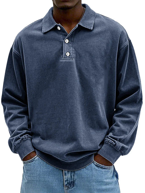 Lorenzo | Herren Langarm Poloshirt mit Knopfleiste – Oversized Fit & Klassischer Polokragen im Modernen Stil