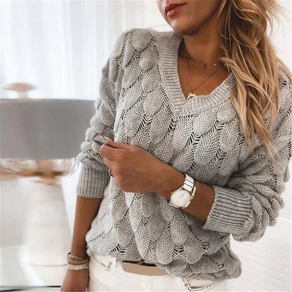 Noeami | Gestrickter Damenpullover mit V-Ausschnitt