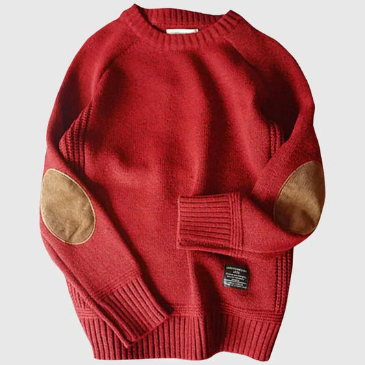 Herren Strickpullover mit Ellbogenpatches | Klassischer Retro-Look & Wärme