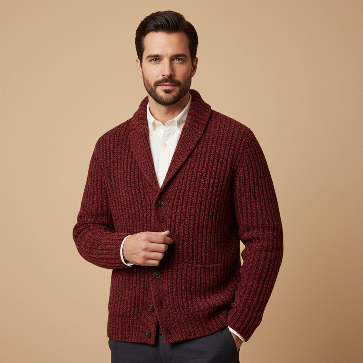 Herren Strickcardigan mit Reverskragen – Warm, Modern & Vielseitig Kombinierbar