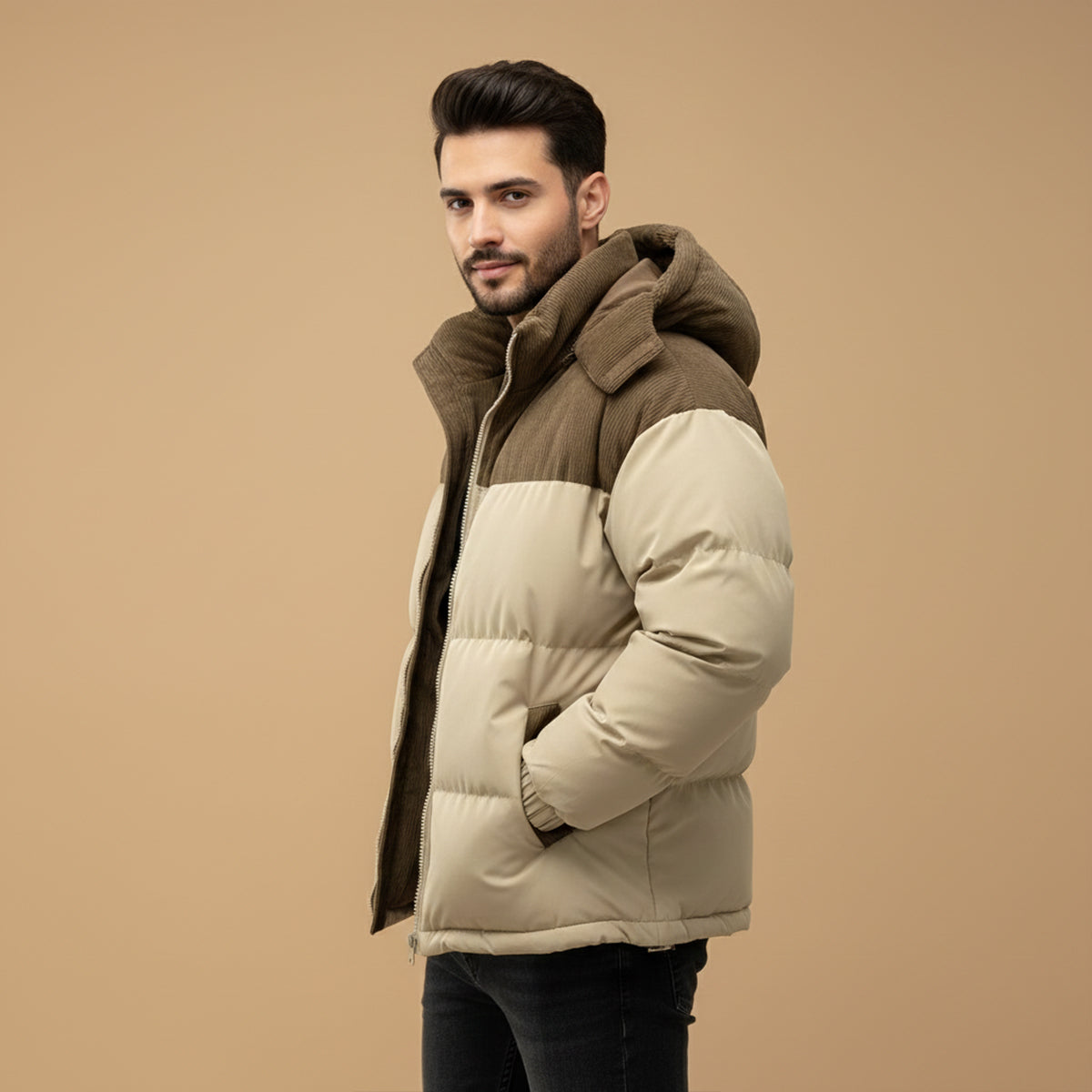 Gepolsterte Herren Winterjacke mit Kapuze – Warm, Funktional & Alltagsstark