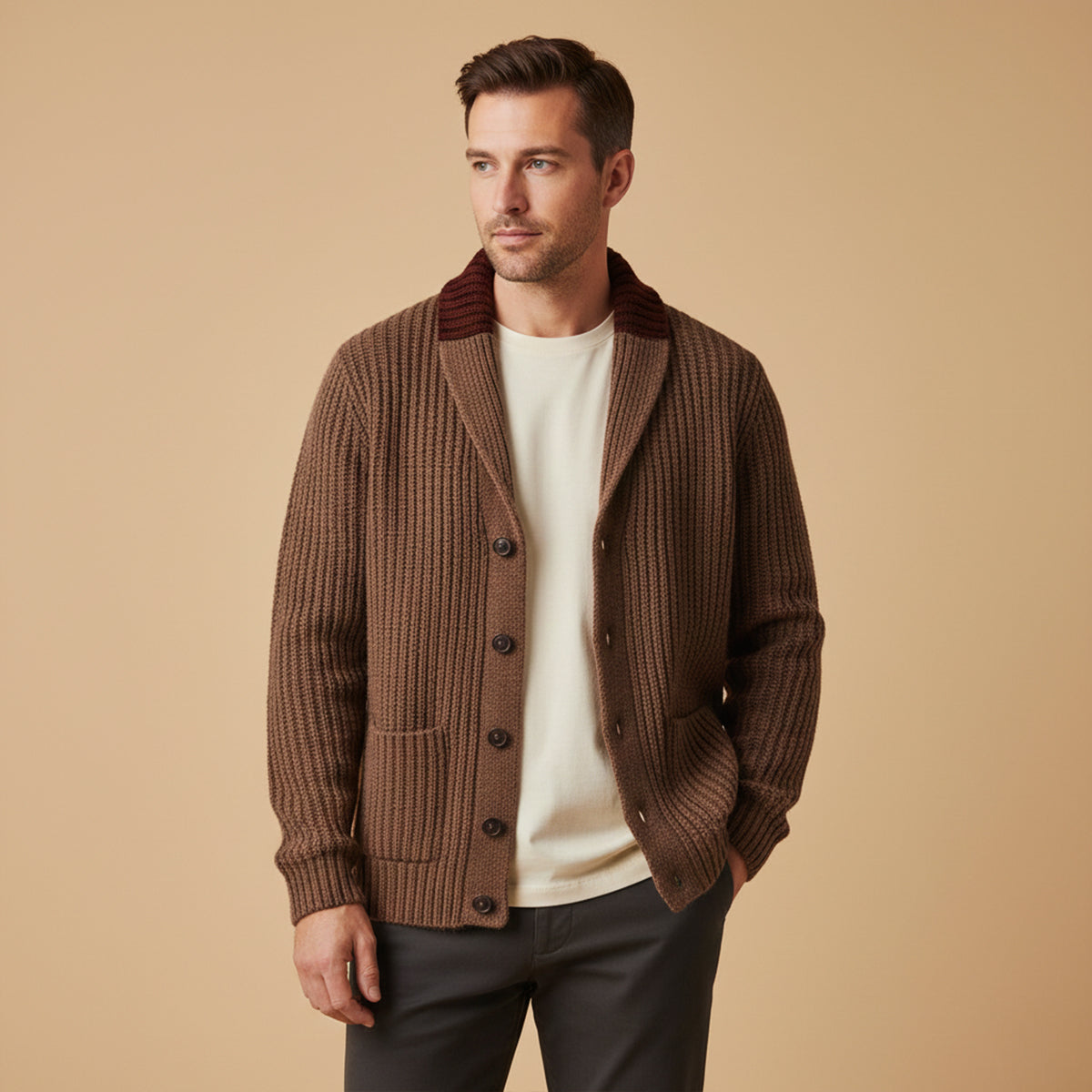 Herren Strickcardigan mit Reverskragen – Warm, Modern & Vielseitig Kombinierbar