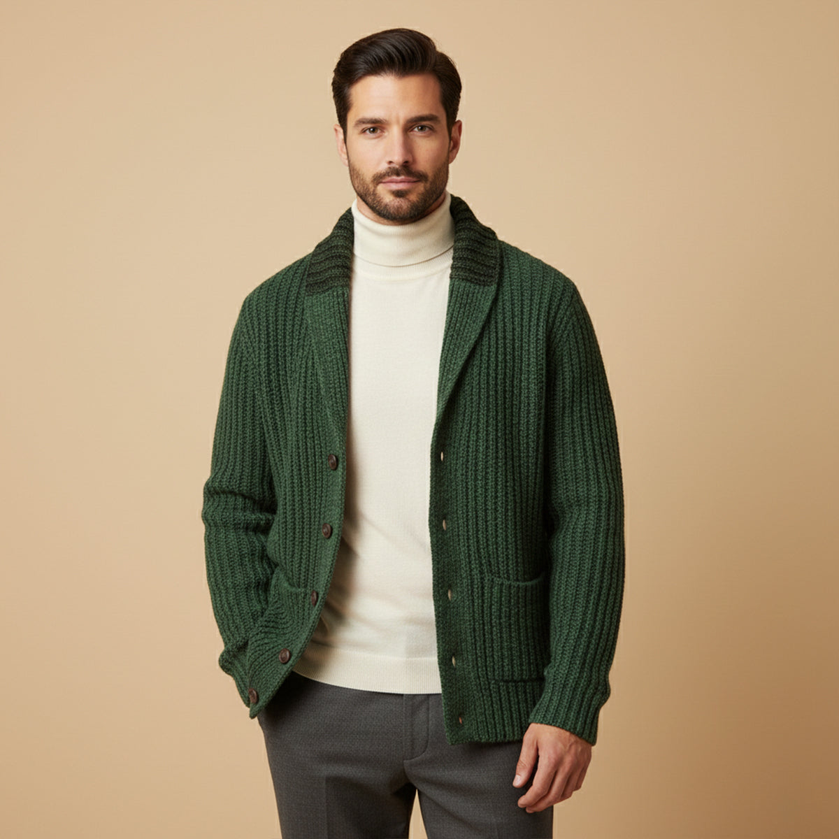 Herren Strickcardigan mit Reverskragen – Warm, Modern & Vielseitig Kombinierbar