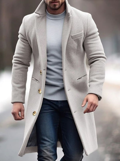 Kevin | Herren Wintermantel Lang Elegant mit Praktischen Taschen & Knöpfen