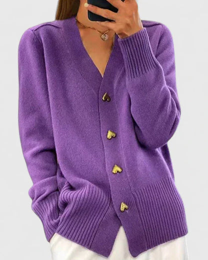 Damen Strickcardigan mit Herzknöpfen | Weicher Feinstrick im Casual-Chic