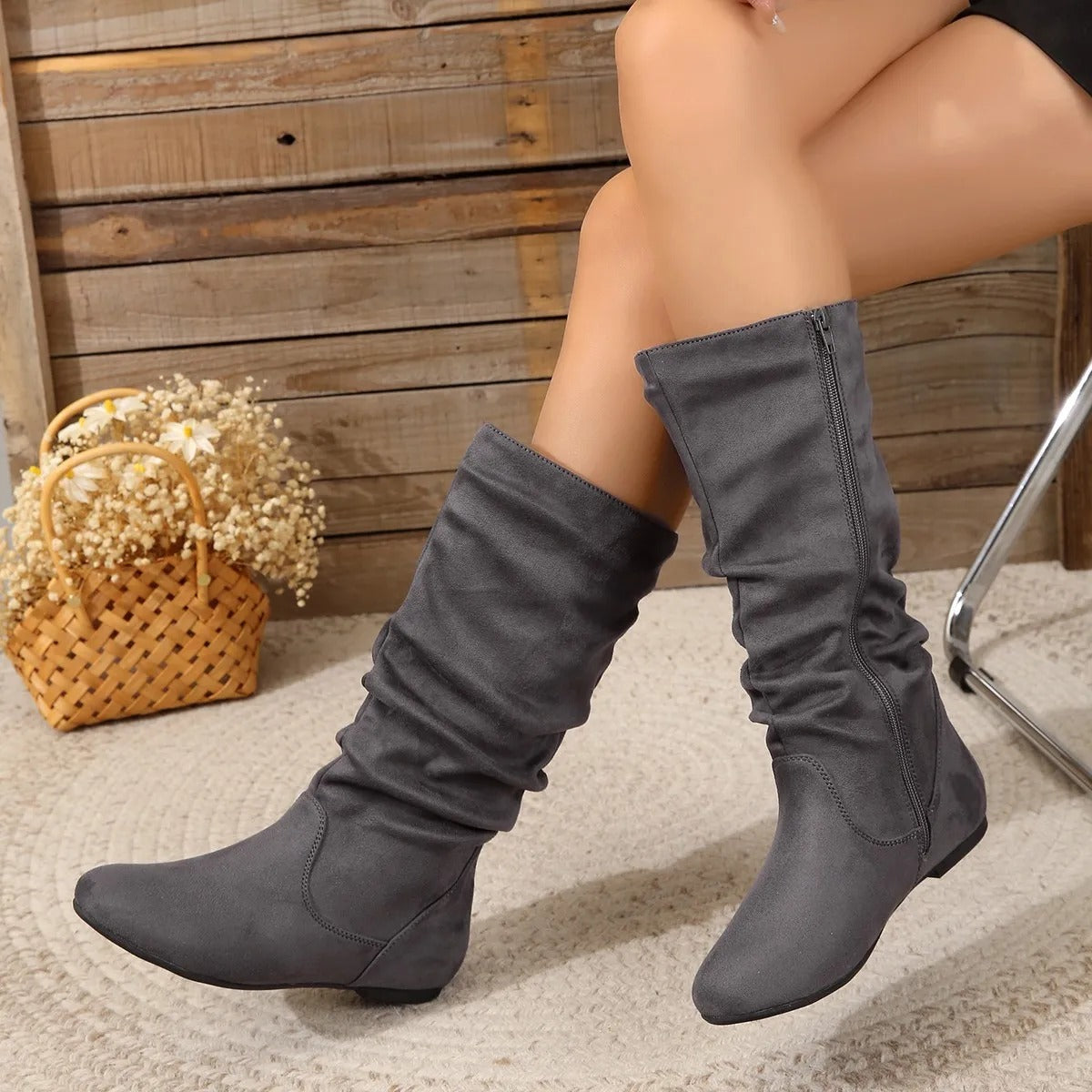 Roslina | Hohe Stiefel mit flacher Sohle