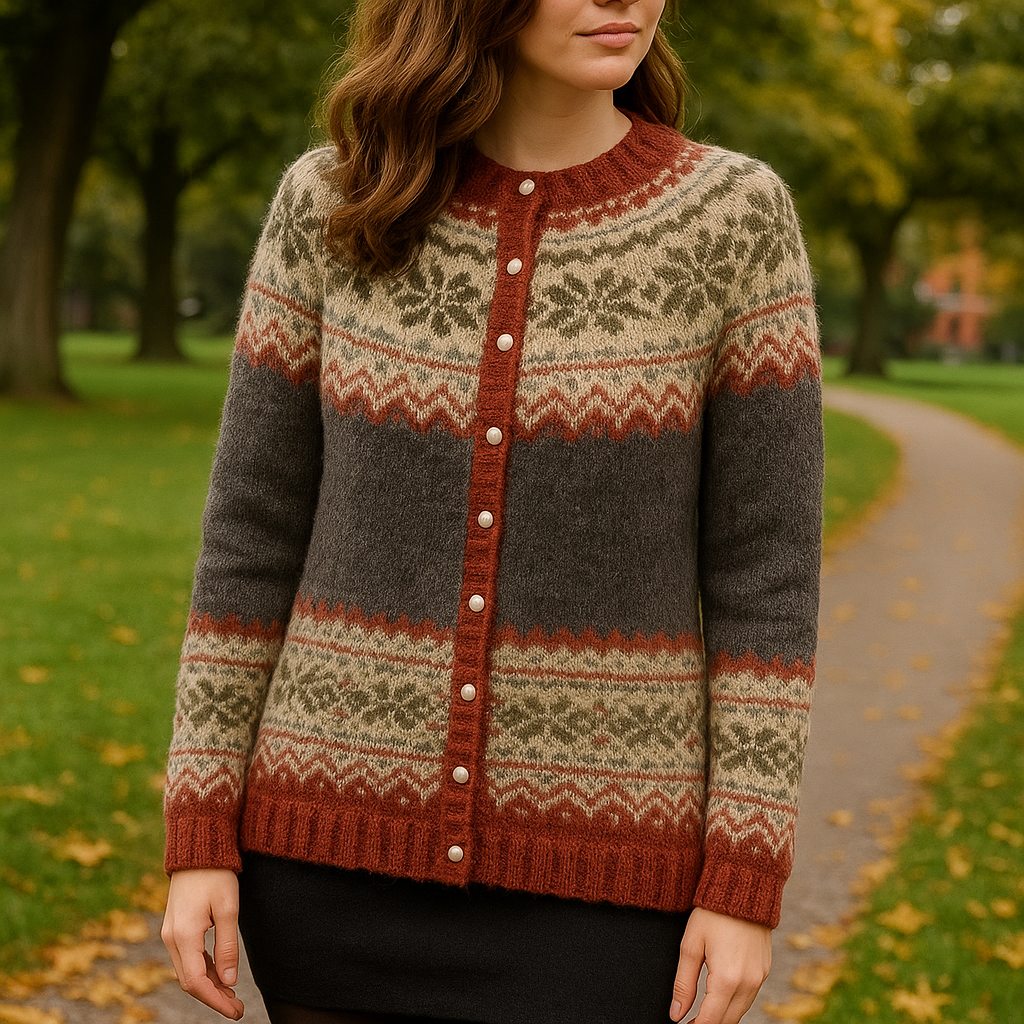 Strick Warme Norweger Strickjacke Damen | gemütliche Damenjacke mit Knopfverschluss
