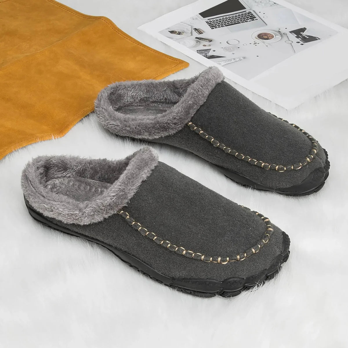 Nenaro | Herren Memory Foam Hausschuhe mit gemütlichem Slip-On Design