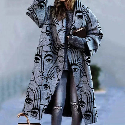 Damen Karomantel Oversize | Langer Wintermantel im modernen City-Stil