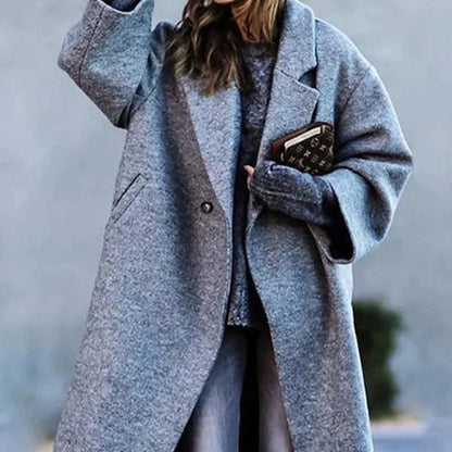 Damen Karomantel Oversize | Langer Wintermantel im modernen City-Stil