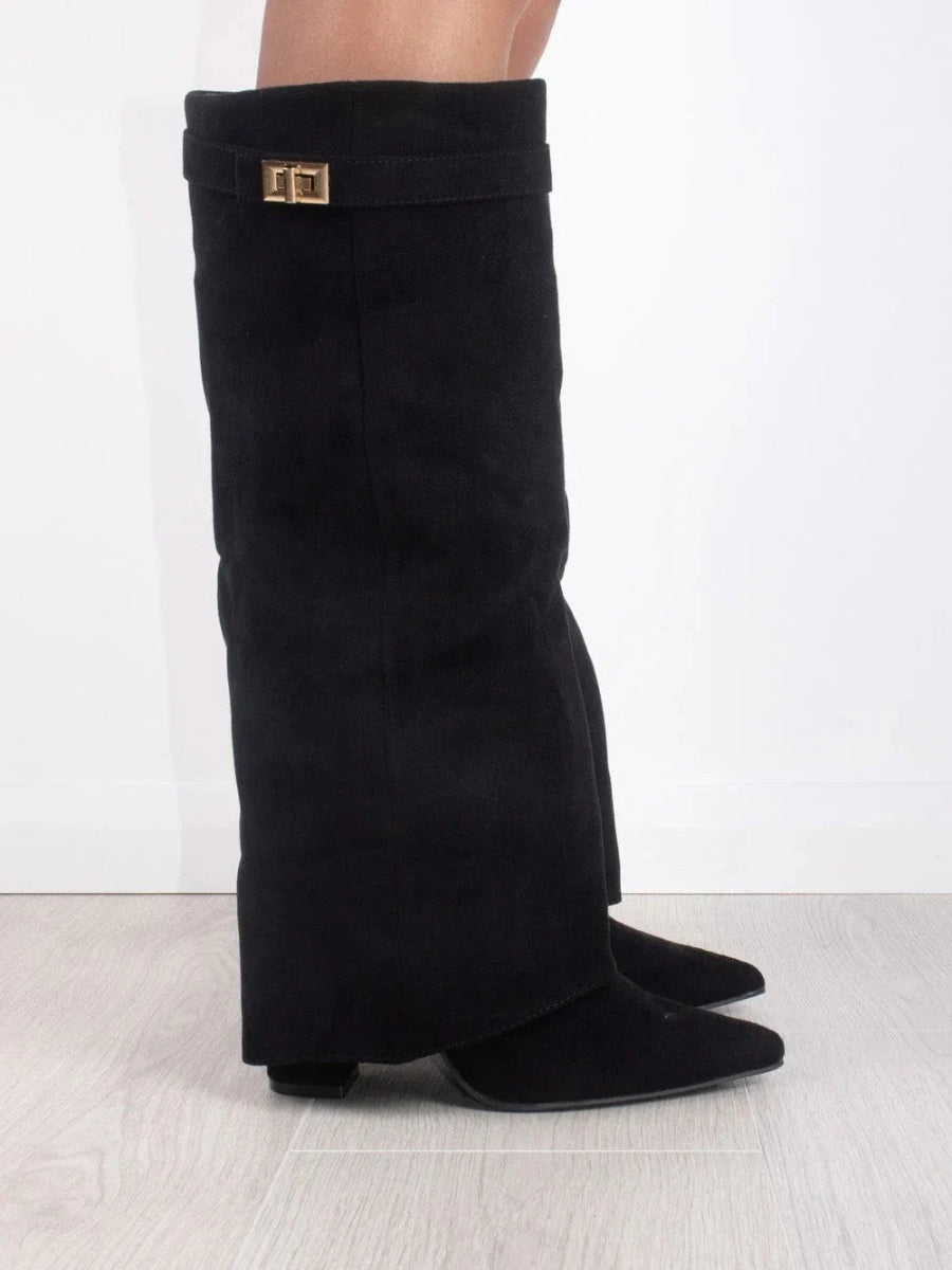 Kniehohe Damenstiefel mit weitem Schaft & Blockabsatz | elegante, bequeme Boots für jeden Anlass