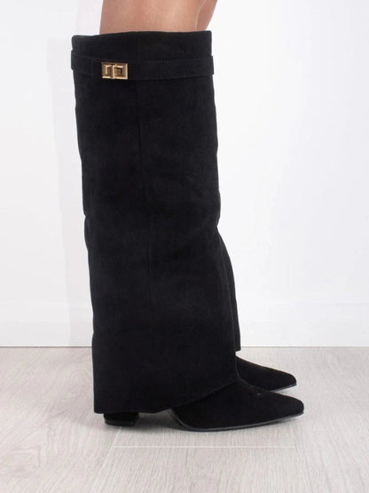 Kniehohe Damenstiefel mit weitem Schaft & Blockabsatz | elegante, bequeme Boots für jeden Anlass