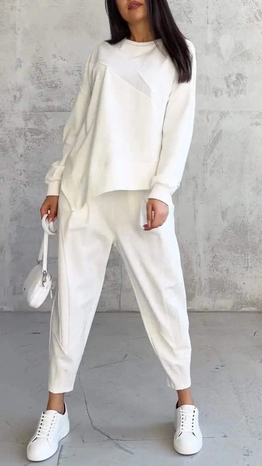 Damen Zweiteiliges Set mit lockerem Oberteil und Hose – Komfort Outfit für Alltag, Reisen und Freizeit